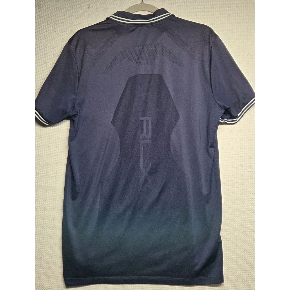 RLX Ralph Lauren Polo Shirt Mens Medium Navy Performance Golf Wolf Creek Stretch